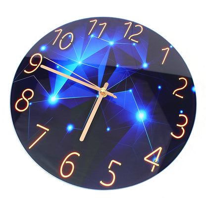 12" Silent Blue Diamond Round Wall Clock Blue Decorative Modern Style Interior Wall Clocks