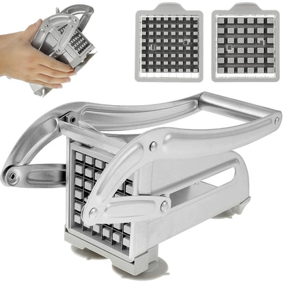 French Fry Cutter Stainless Steel Potato Chipper Fast Cutting Potato Chip Cutter with 36/46Holes Blades Manual Food Slicer Dicer