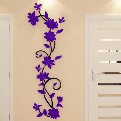 3D Wall Stickers DIY Removable Art Vinyl Vase Flower Tree Decal Mural Home Bedroom Decoration