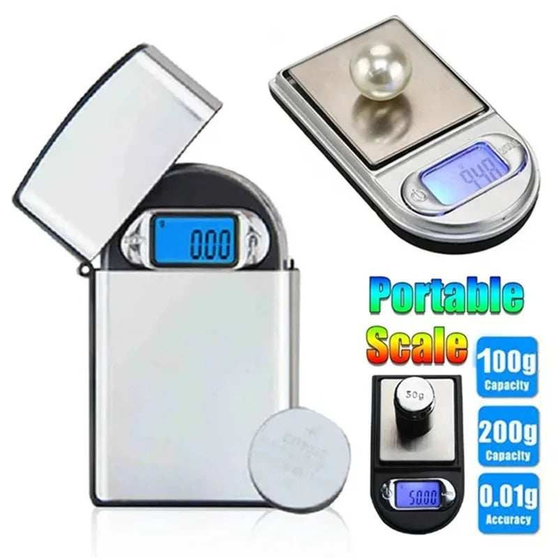 Mini Pocket Lighter Scale 50g/100g/200g Precision Digital Scales for For Jewelry Diamond Reloading Kitchen 0.01g Weight