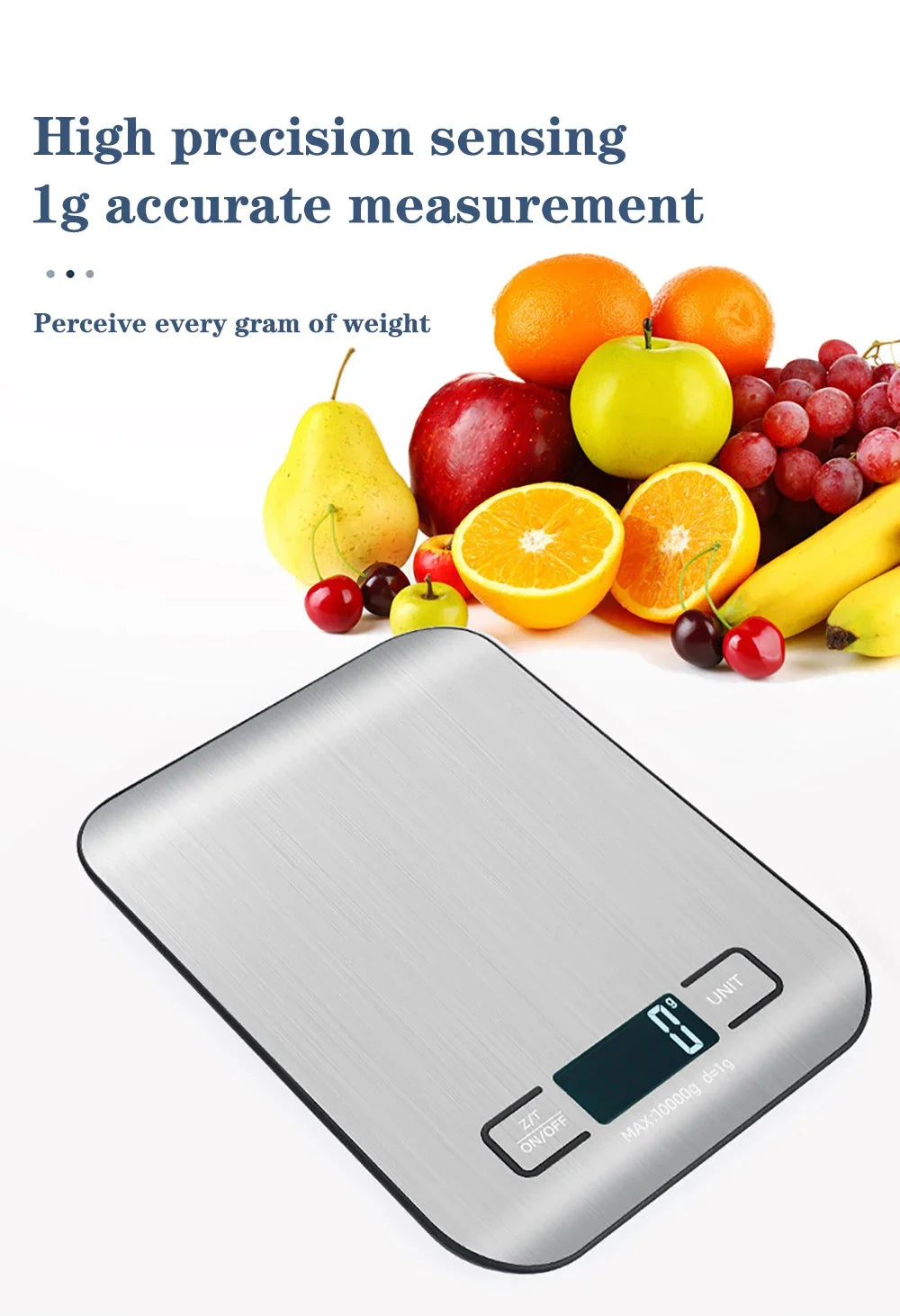 Rechargeable Kitchen Scale LCD Display Stainless Steel Electronic Scales Home Jewelry Food Snacks Weighing Baking Tools