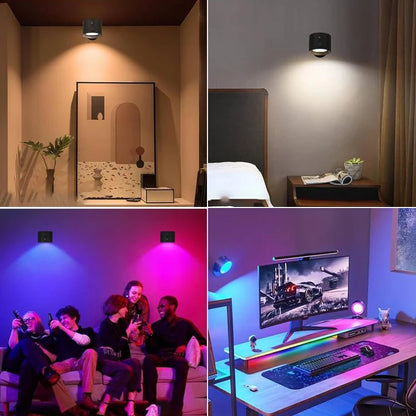 12 colors Timeable Led Wall Lamp Touch Remote USB Recharge Rotatable Wireless Portable Night Light Bedside Bedroom Reading Lamp