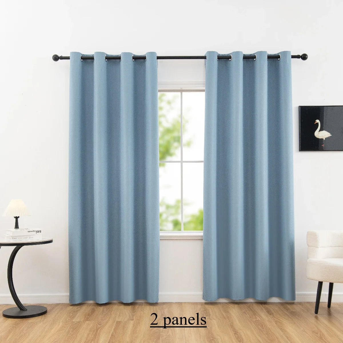 2pcs Solid 100% Blackout Curtains - Curtains for Bedroom and Living Room - UV Protection, Easy Sliding, and Stylish Design