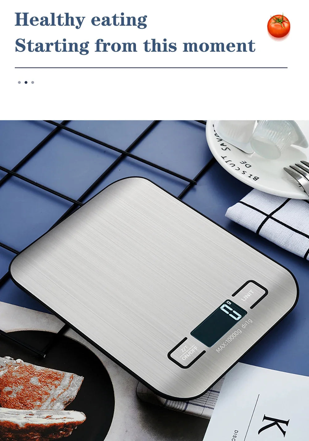 Rechargeable Kitchen Scale LCD Display Stainless Steel Electronic Scales Home Jewelry Food Snacks Weighing Baking Tools