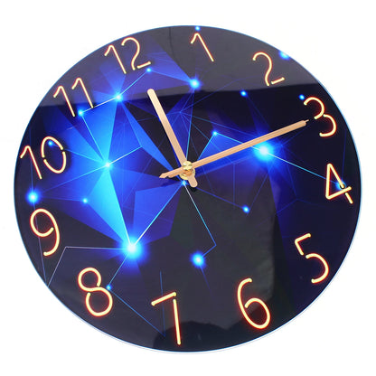 12" Silent Blue Diamond Round Wall Clock Blue Decorative Modern Style Interior Wall Clocks