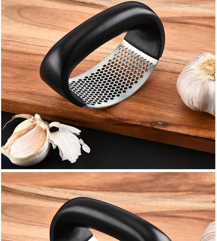 Stainless Steel Garlic Press Manual  Mincer Chopping  Tools Curve Fruit Vegetable Cooking Kitchen Gadgets