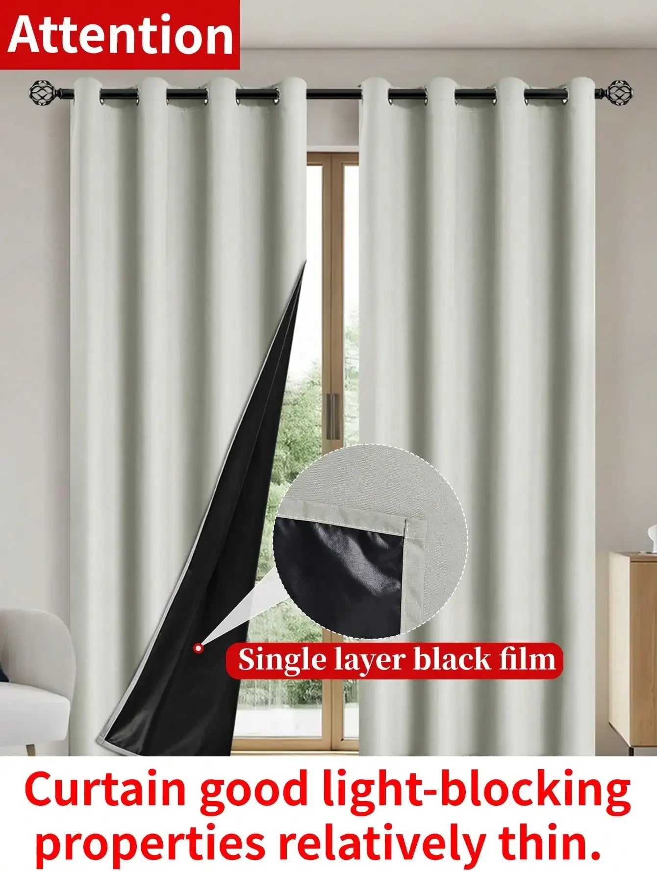 2pcs Solid 100% Blackout Curtains - Curtains for Bedroom and Living Room - UV Protection, Easy Sliding, and Stylish Design