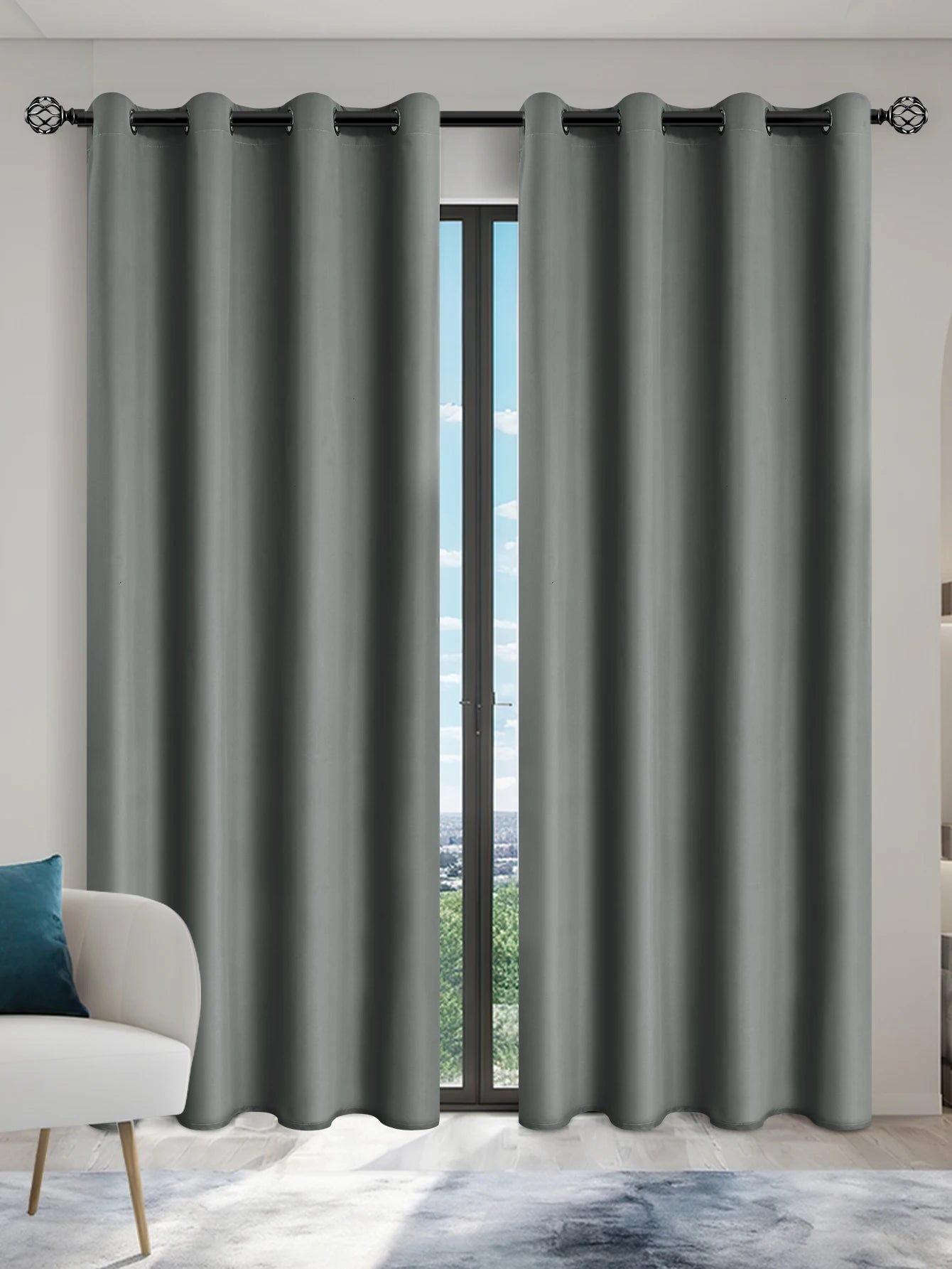 2pcs Solid 100% Blackout Curtains - Curtains for Bedroom and Living Room - UV Protection, Easy Sliding, and Stylish Design