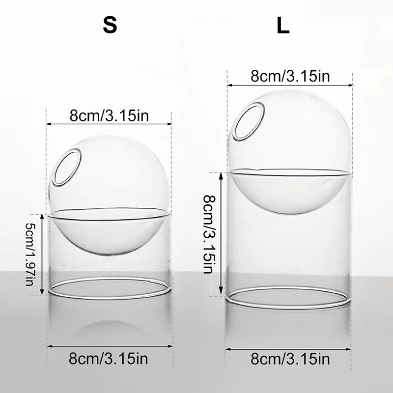 Mini Round Flower Vase Hydroponic Container Micro Landscape Glass Ecological Bottle Borosilicate Glass Bottle With Home Decorate