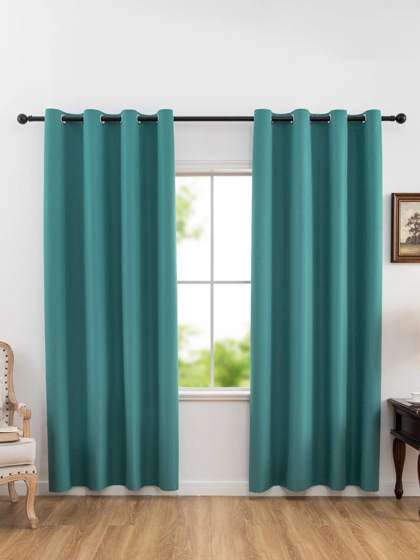 2pcs Solid 100% Blackout Curtains - Curtains for Bedroom and Living Room - UV Protection, Easy Sliding, and Stylish Design