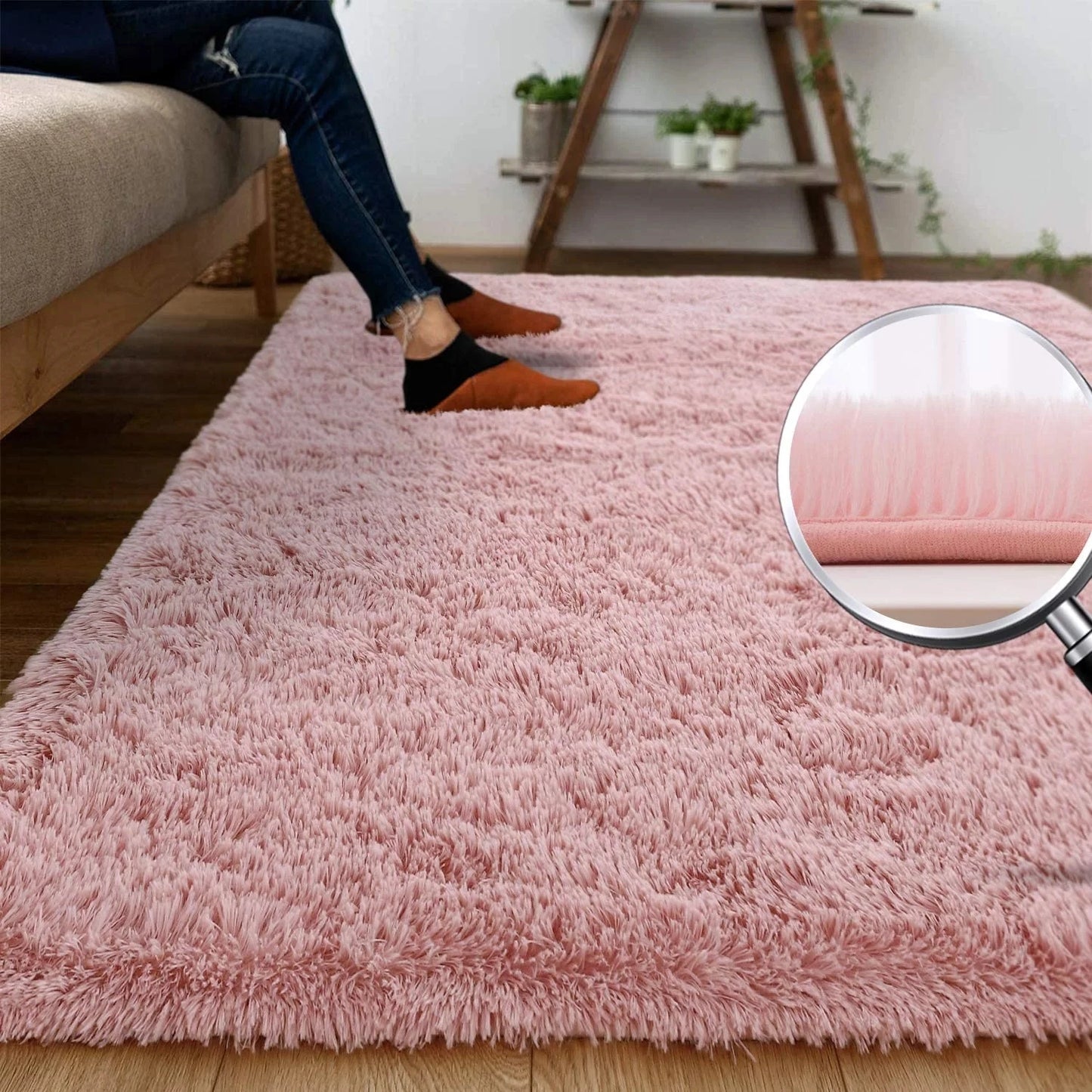 Fluffy Rug Indoor Plush Soft Carpet for Living Room Anti-Skid Durable Area Rug for Girls Bedroom Kids Room Carpets