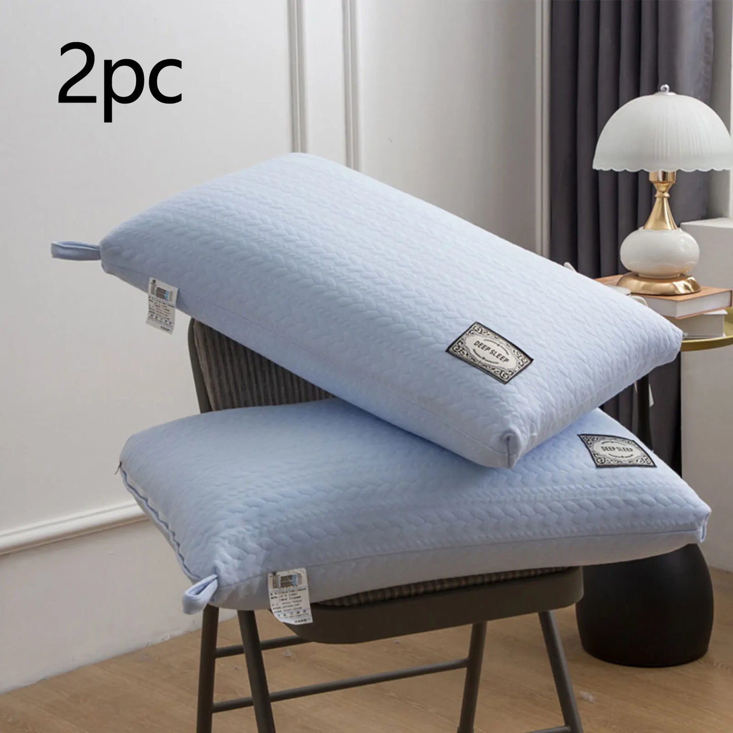 2pcs high quality sleep pillow Breathable and skin friendly deep sleep neck pillow does not collapse soft cotton pillowcase