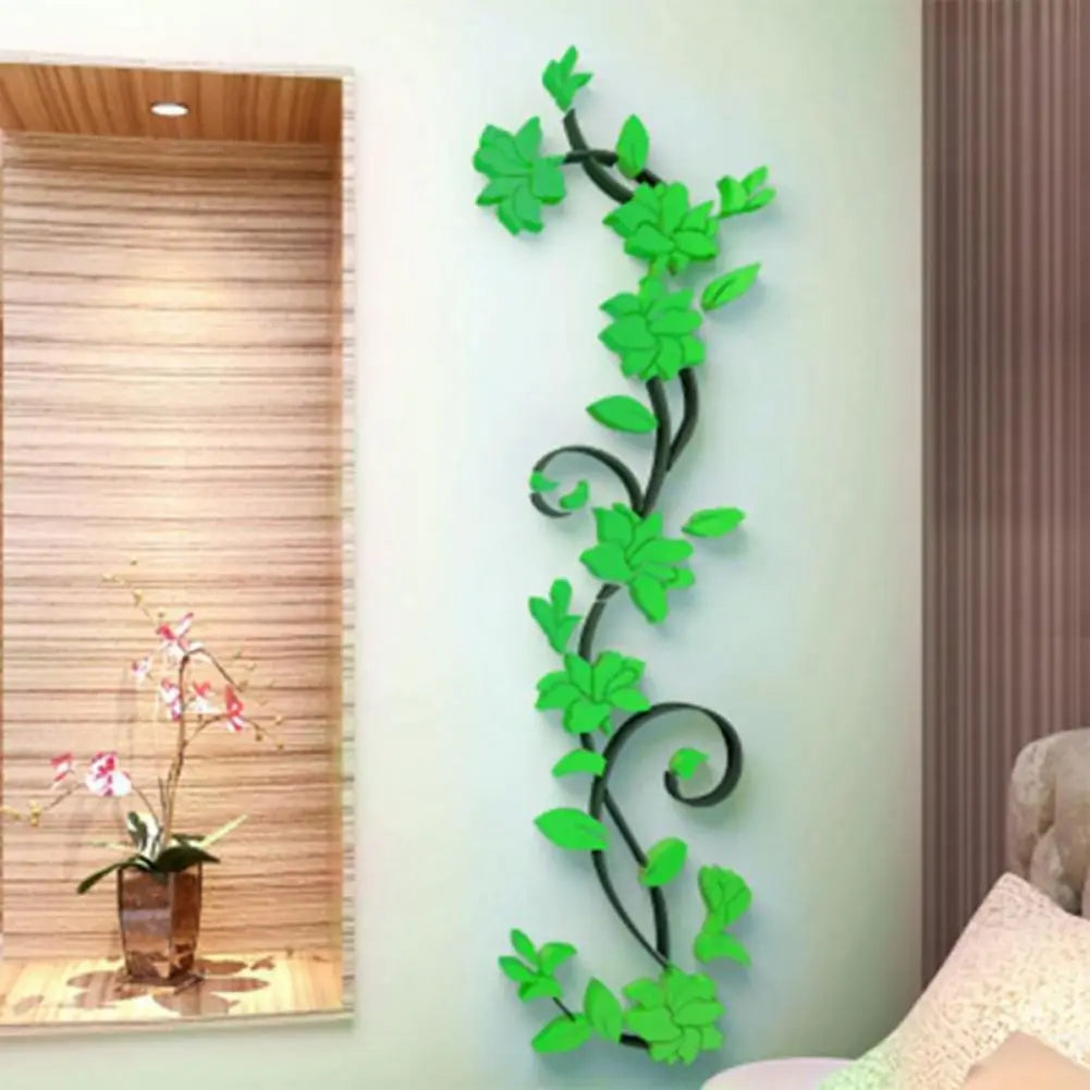 3D Wall Stickers DIY Removable Art Vinyl Vase Flower Tree Decal Mural Home Bedroom Decoration