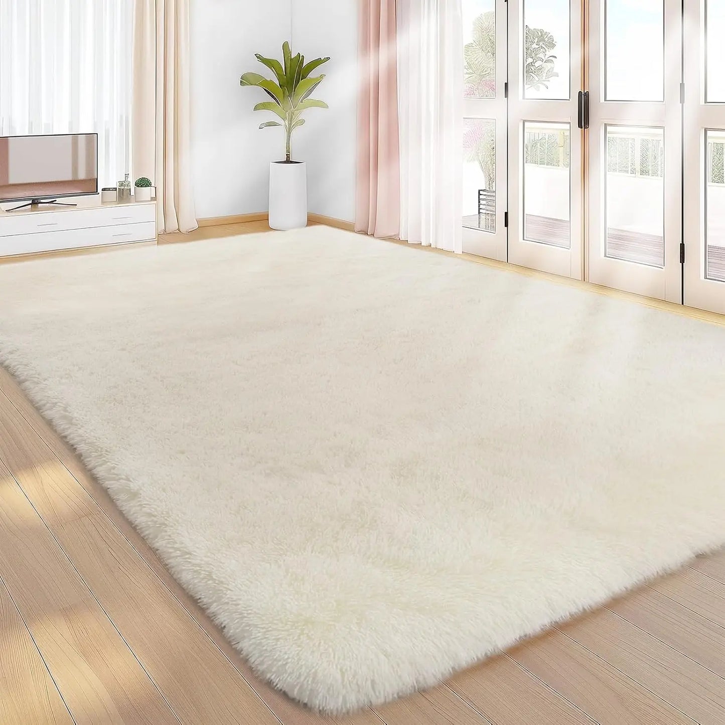 Sour Lemon 8x10 Area Rugs for Bedroom, Living Room Fluffy Rug, Large Area Rug Shag Shaggy Carpet Soft Plush Furry Bedside Rug, M