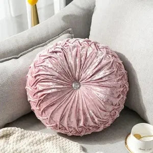 Leisure Golden Velvet Cushion for Sofa Round Pillow 35*35 Livingroom Deco