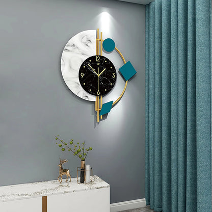 Silent Wall Clock for Living Room Bedroom Wall Decorations Creative Semicircle Marble Quartz Wall Clock Gift