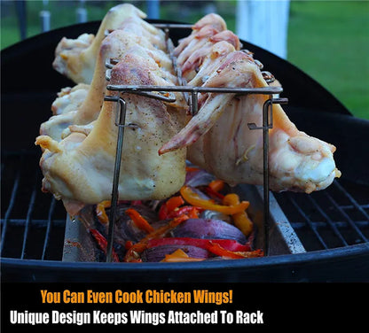 BBQ Stainless Steel Barbecue Chicken Wing and Leg Rack Beef Chicken Wing Leg Grill Barbecue Cooking Drumstick Oven Roaster Stand