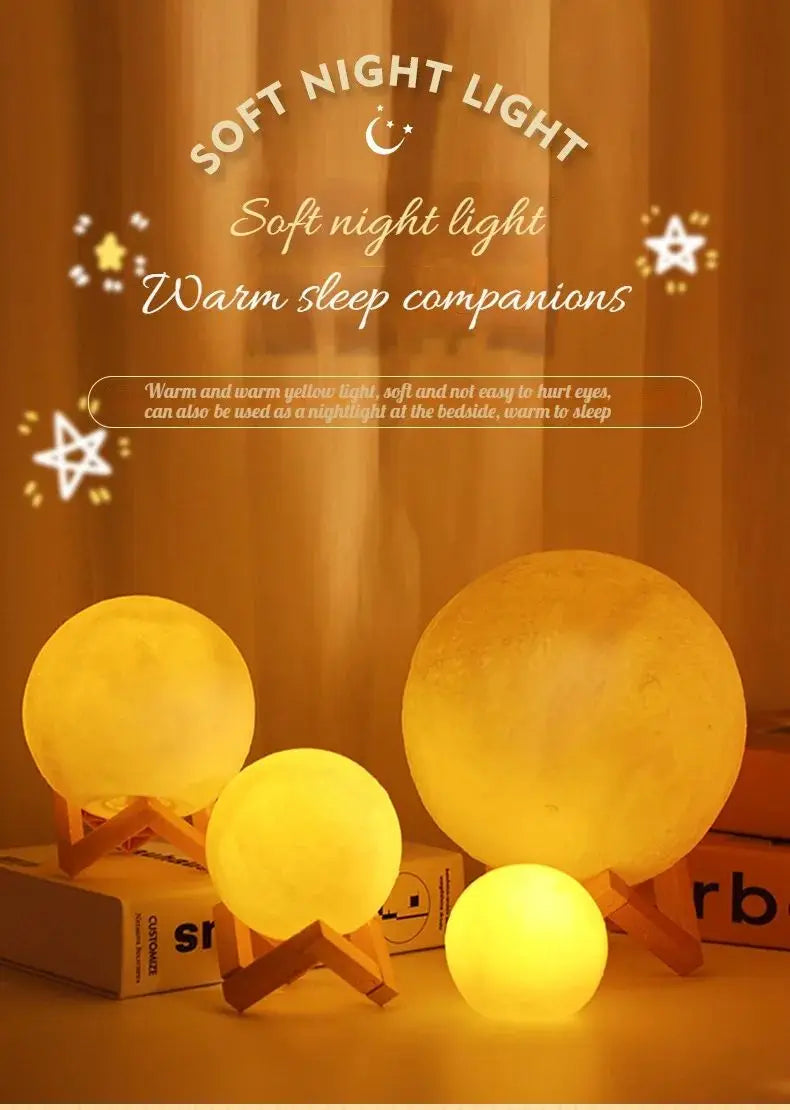 Hot Selling Moon Light Romantic Atmosphere Room Decoration Warm Soft Light Accompany Night Lamp Birthday Gift Button Cell