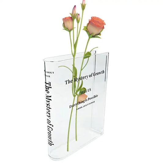 Clear Book Shaped Vase Clear Acrylic Vase Cultural Flavor Decor Acrylic Vase Clear Flower Arrangement Vase Modern Home Decor