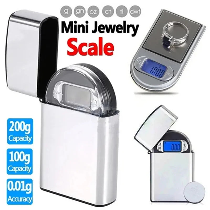 Mini Pocket Lighter Scale 50g/100g/200g Precision Digital Scales for For Jewelry Diamond Reloading Kitchen 0.01g Weight