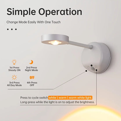 1pc Rechargeable Spotlight No Wiring No Punching No Installation  Wireless Home Background Wall Mural Light Smart Led Wall Light