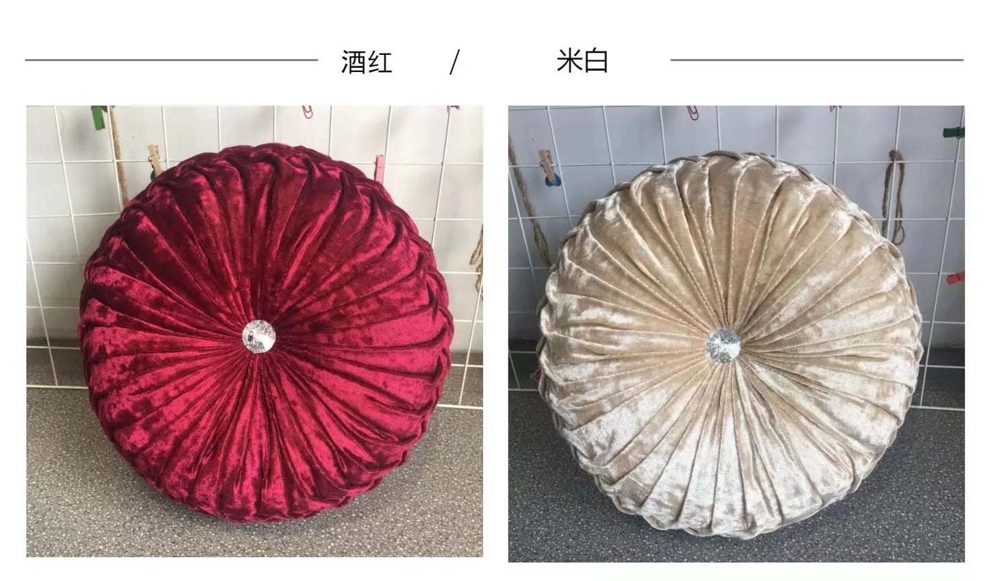 35/40cm Round Pumpkin Pleated Seat Cushion Pillow Pouf Soft Velvet Comfortable Pouf Throw Floor Sofa Home Decor Cojines Coussin