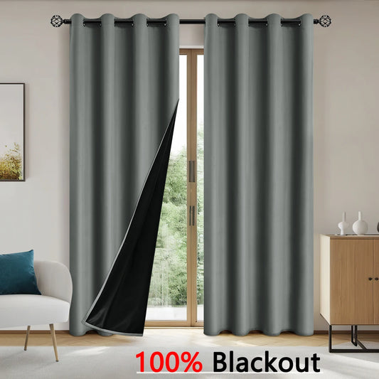 1pc Solid 100% Blackout Curtains with Grommets, Total Privacy Drapes for Bedroom, Beautiful Curtains for Living Room