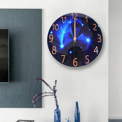 12" Silent Blue Diamond Round Wall Clock Blue Decorative Modern Style Interior Wall Clocks