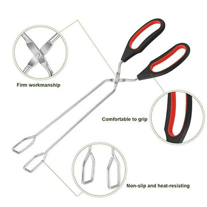 3sizes Barbecue Scissor Tong Non-Slip Grilled Food Bread Tong Metal BBQ Baking Clip with Long Handle Kitchen Cooking Accessories