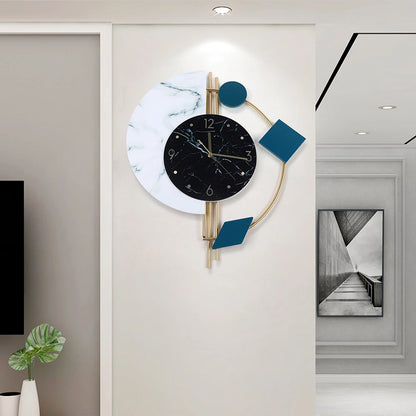 Silent Wall Clock for Living Room Bedroom Wall Decorations Creative Semicircle Marble Quartz Wall Clock Gift