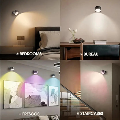 LED Wall Mounted Lights with Remote Wireless Magnetic Wall Sconces 3 Color Dimmable USB Rechargeable for Bedroom Bedside Light