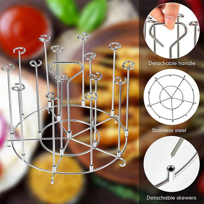 Air Fryer Skewer Stand Stainless Steel Vertical Skewers Holder Home Kitchen BBQ Grilling Tools Air Fryer Accessories