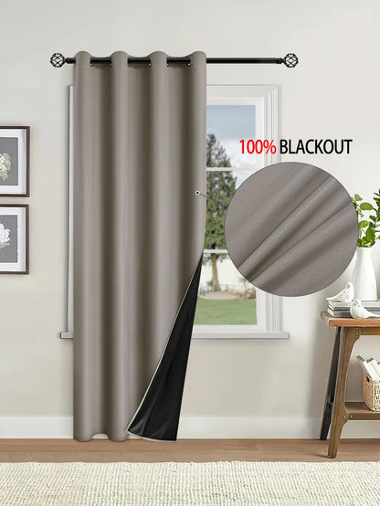 2pcs Solid 100% Blackout Curtains - Curtains for Bedroom and Living Room - UV Protection, Easy Sliding, and Stylish Design