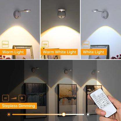 1pc Rechargeable Spotlight No Wiring No Punching No Installation  Wireless Home Background Wall Mural Light Smart Led Wall Light