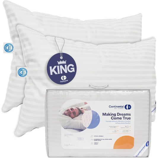 Pillow-Luxury Down Pillows King Size Set Of 2 - Family Made In New York - Cool Breathable Bed Pillows