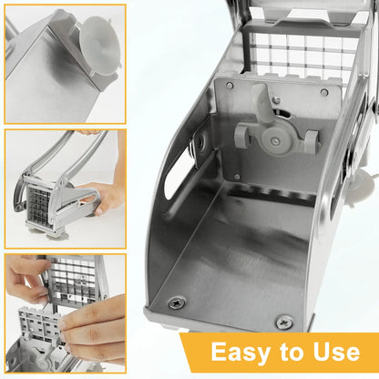 French Fry Cutter Stainless Steel Potato Chipper Fast Cutting Potato Chip Cutter with 36/46Holes Blades Manual Food Slicer Dicer