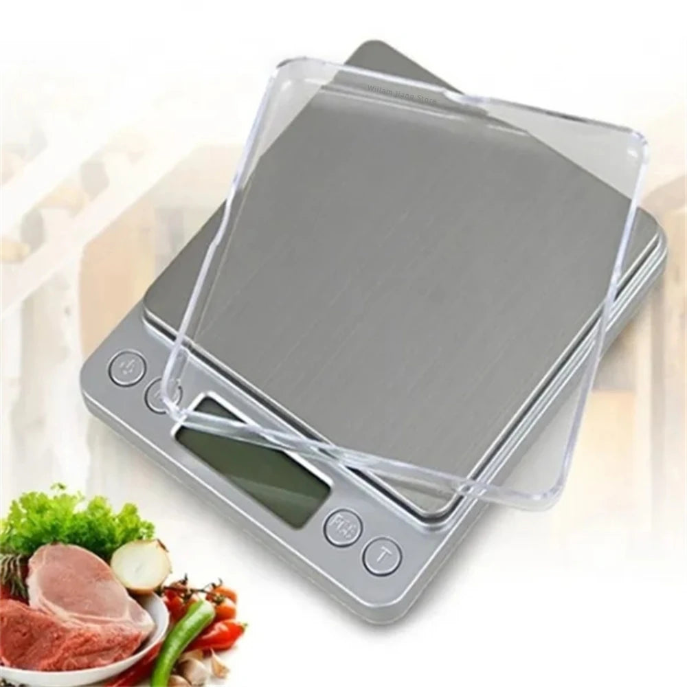 Digital Kitchen Scale Mini Pocket Stainless Steel Precision Jewelry Electronic Balance Weight Gold Gram 0.1/3000g Weigh Scales