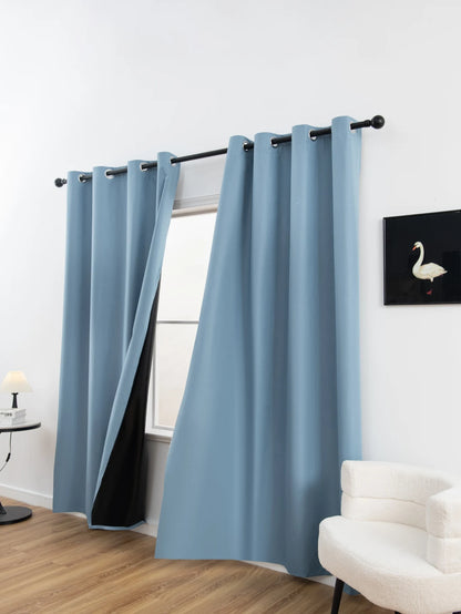 2pcs Solid 100% Blackout Curtains - Curtains for Bedroom and Living Room - UV Protection, Easy Sliding, and Stylish Design