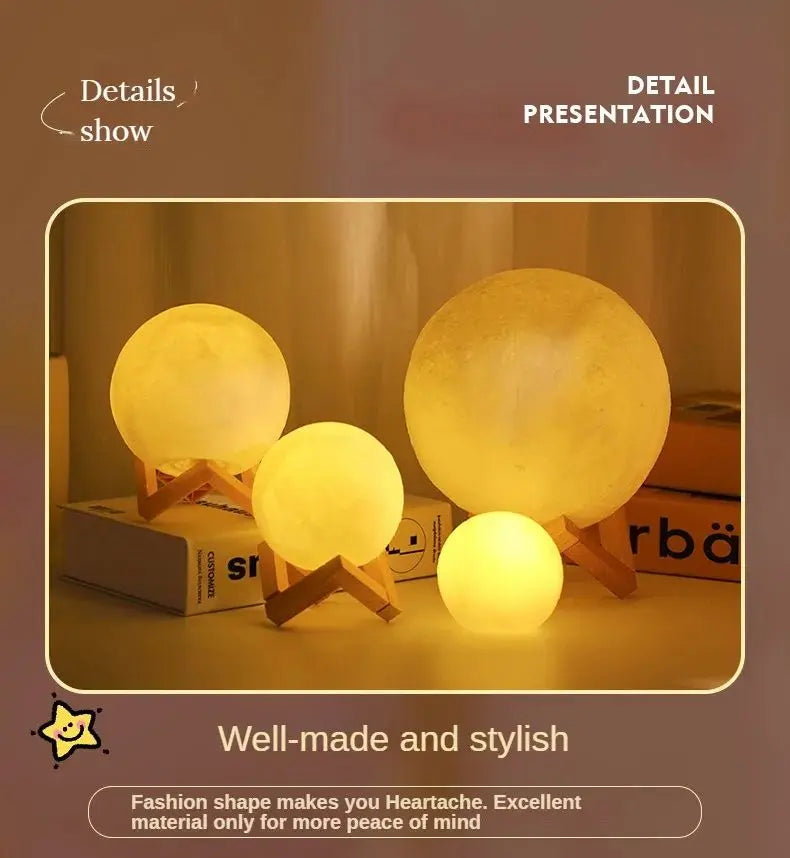 Hot Selling Moon Light Romantic Atmosphere Room Decoration Warm Soft Light Accompany Night Lamp Birthday Gift Button Cell