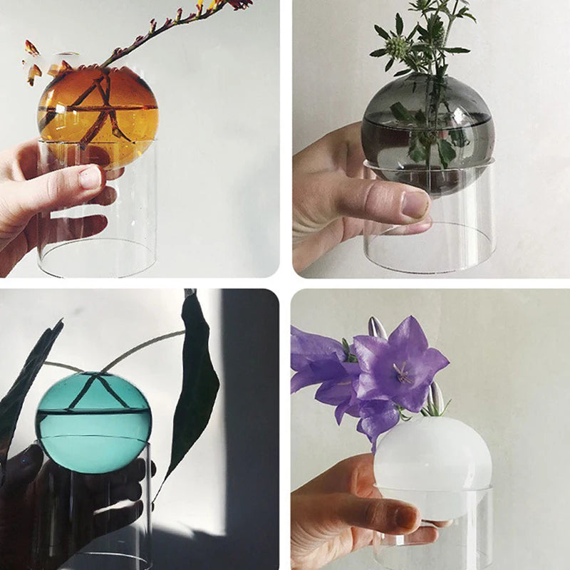 Mini Round Flower Vase Hydroponic Container Micro Landscape Glass Ecological Bottle Borosilicate Glass Bottle With Home Decorate